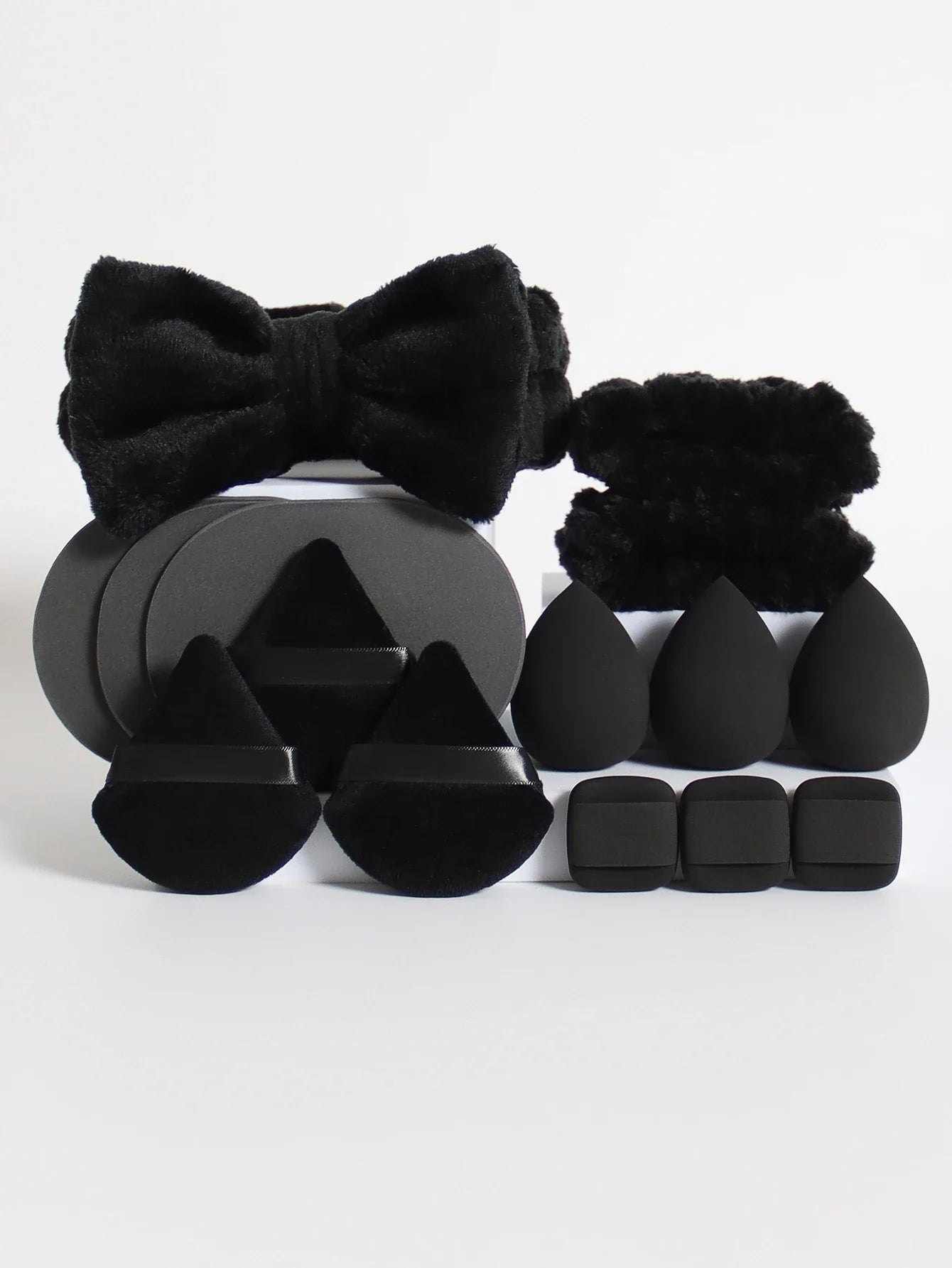 15-Piece Fluffy Headband & Makeup Sponge Set — Colorful Beauty Kit