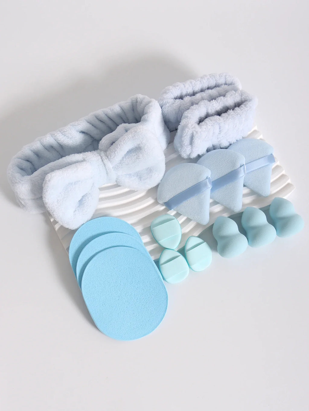 15-Piece Fluffy Headband & Makeup Sponge Set — Colorful Beauty Kit