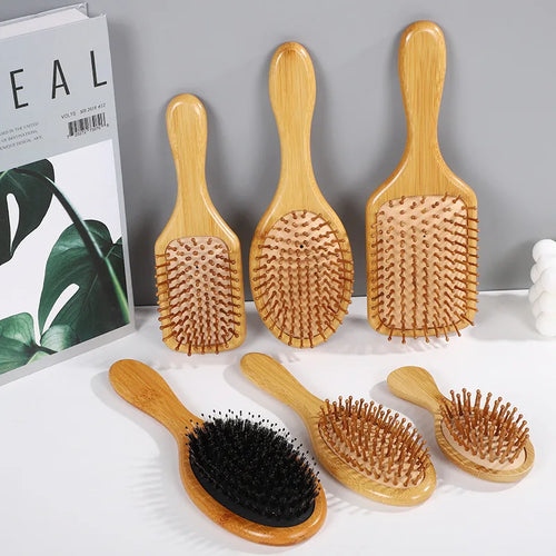 Bamboo Scalp Massage Hair Brush — Anti-Static Airbag Comb