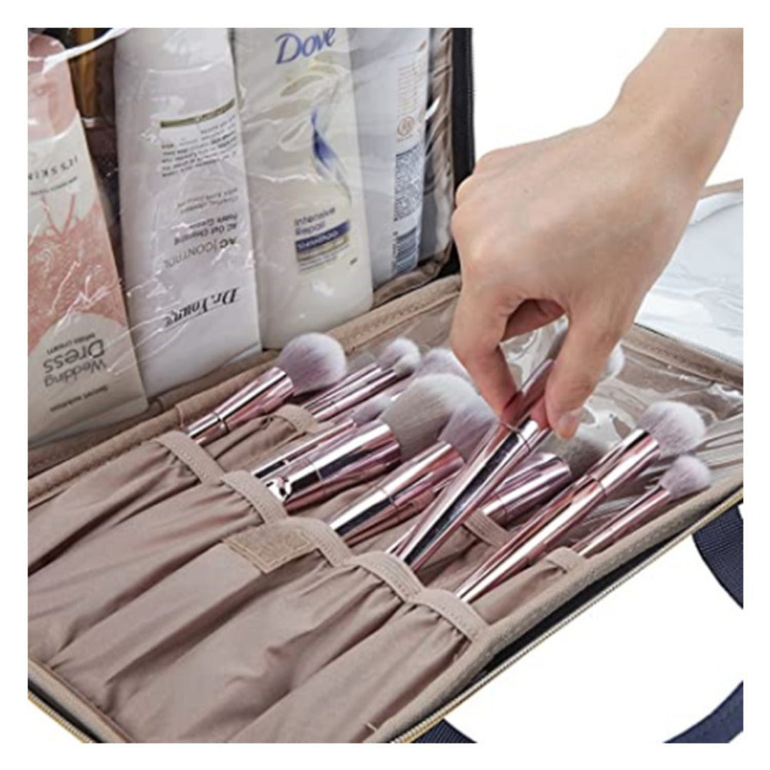 Large Travel Makeup Bag with Organizer Compartments