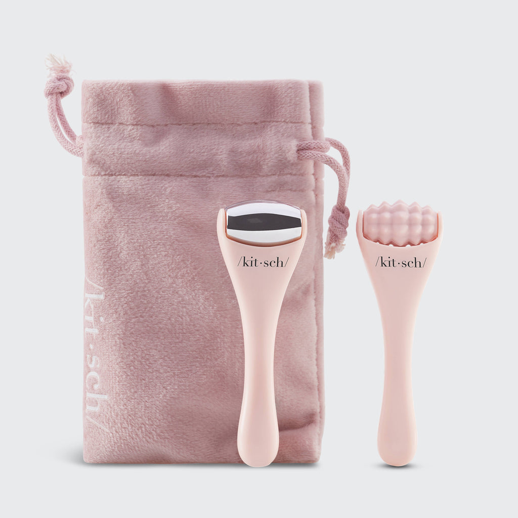 Mini Spa Rollers 2pc Set | Silicone & Metal Face Roller Duo